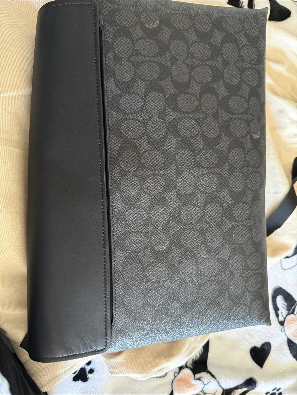 Coach Black Leather Messenger Bag with Silver Logo
